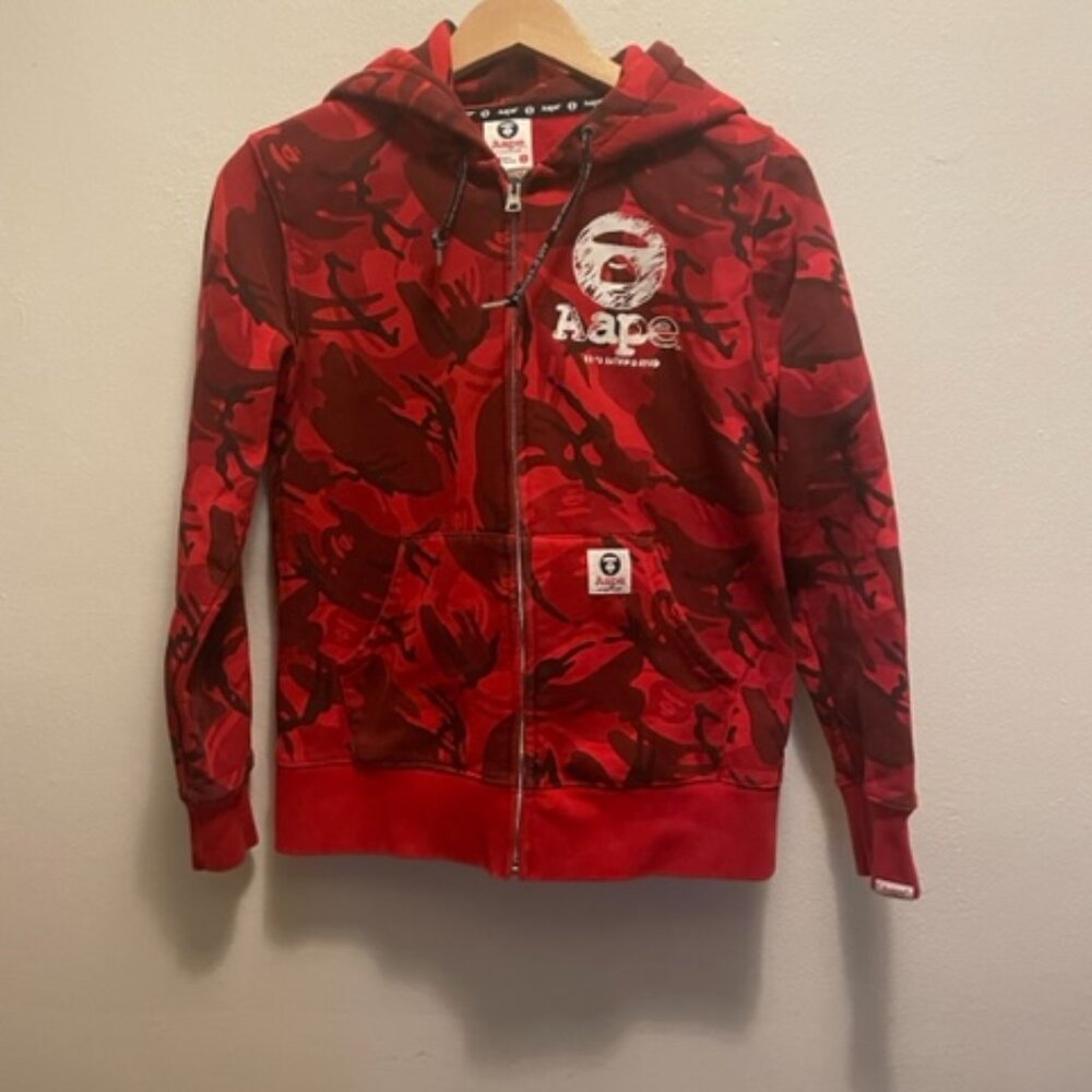 Aape × Bape  Aape by A Bathing Ape 2013 Red Camouflage CNY Hoodie Zipper